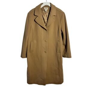L.L.Bean Lambswool Long Peacoat Women 20P Plus Size Tan Preppy Old Money Minimal